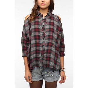 UNIF Cold Shoulder Flannel Button Up