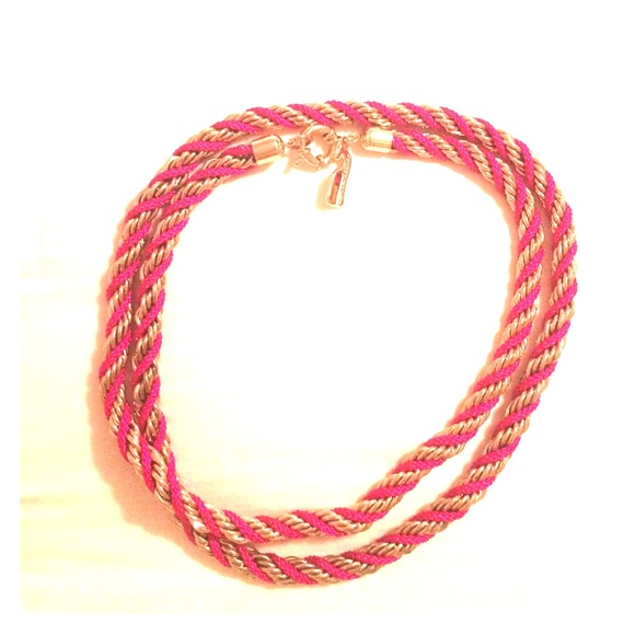 Vineyard Vines Rope Twisted Gold Necklace - Pink