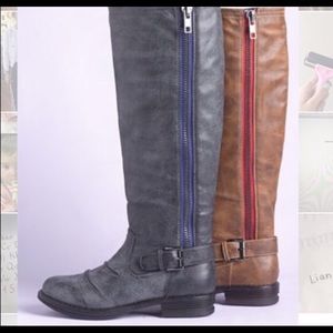 Grey chunky zip boots!