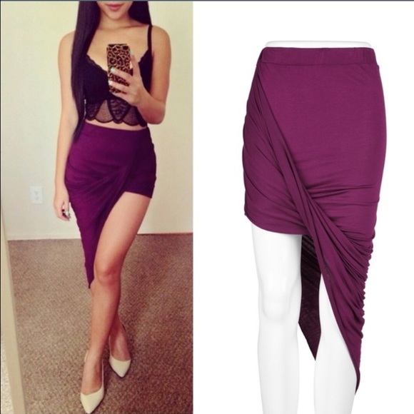 Drapped asymmetric bodycon maxi skirts
