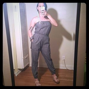 American Apparel Chambray Strapless Jumpsuit