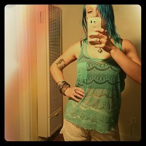 Lacey Sheer Racer Back Tank Top