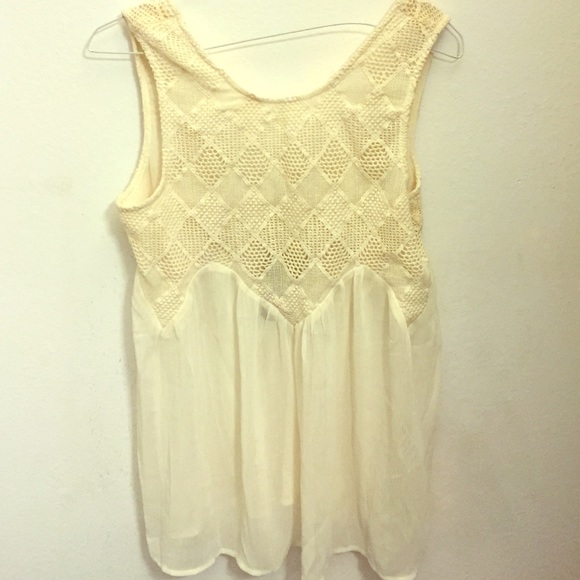 Urban outfitters Creme colored tank with lace