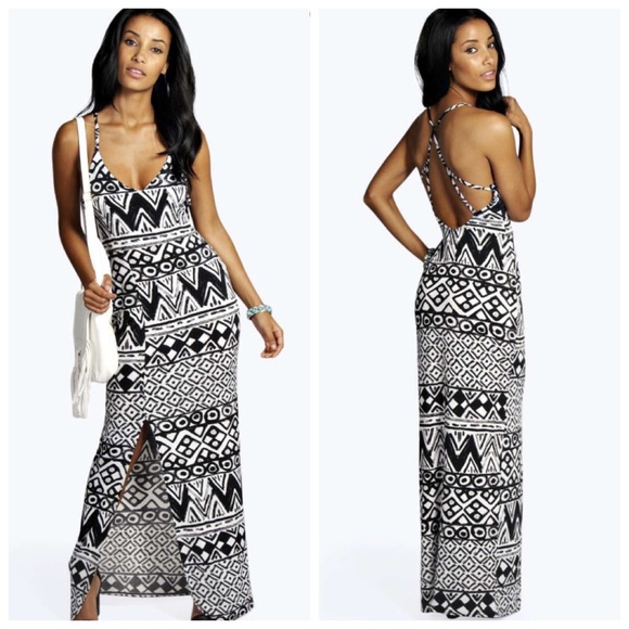 Black x white Strappy maxi dress size 6