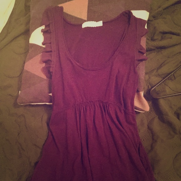 Pins and needles eggplant ruffle top