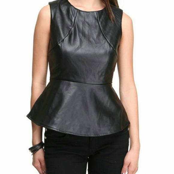 Vegan Leather Zip Back Peplum - Picture 4 of 6