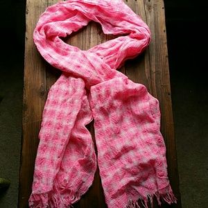 Neon pink and white scarf