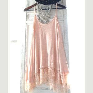Strappy Back Boho Coachella Gypsy Tunic Lace Trim
