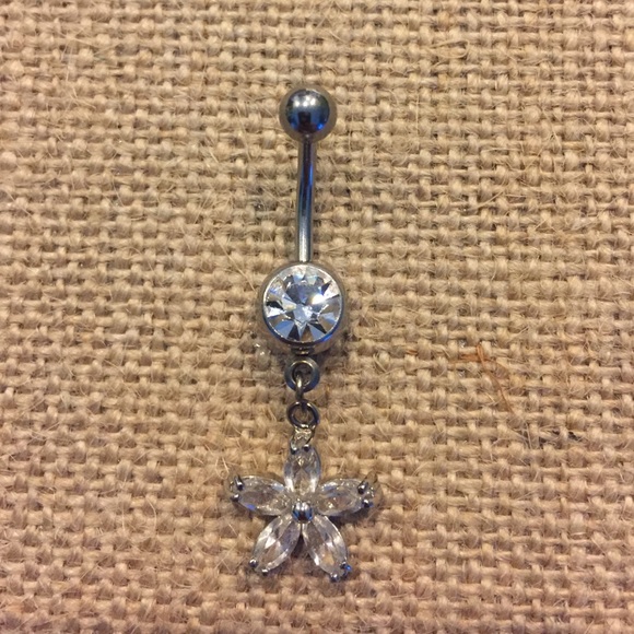 Dangle flower belly ring