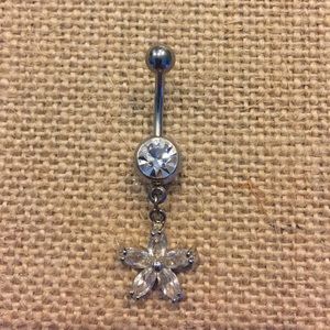 Dangle flower belly ring
