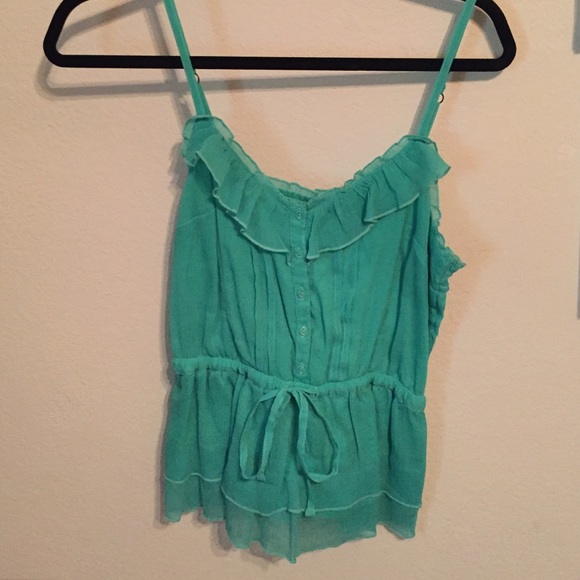 Mint green top.