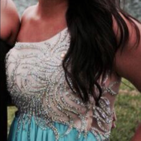 Aqua mermaid homecoming dress - Picture 2 of 4