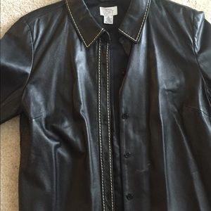 Ann Taylor Loft  BLACK leather jacket - size 14