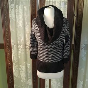 Gray black cowl neck sweater
