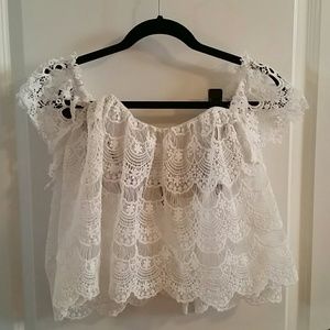 Off the shoulder lace crop top