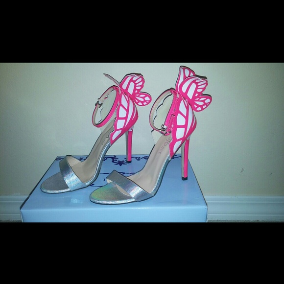 Pink butterfly heels