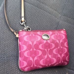 Pink coach wristlet
