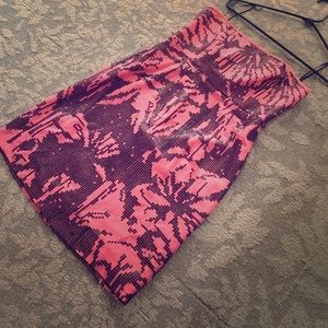 Pink Tibi strapless mini dress with black sequins