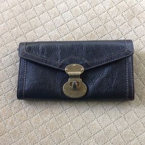 New Fossil Black Leather Wallet or Clutch.