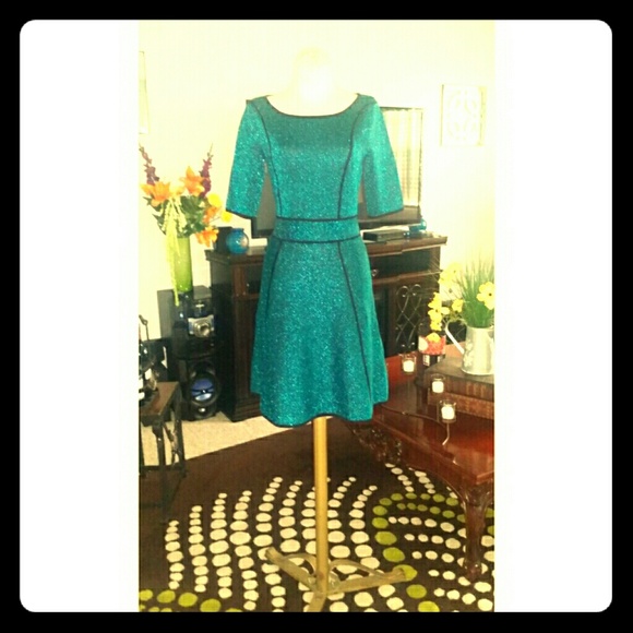 Teal Metalic Evening Dress