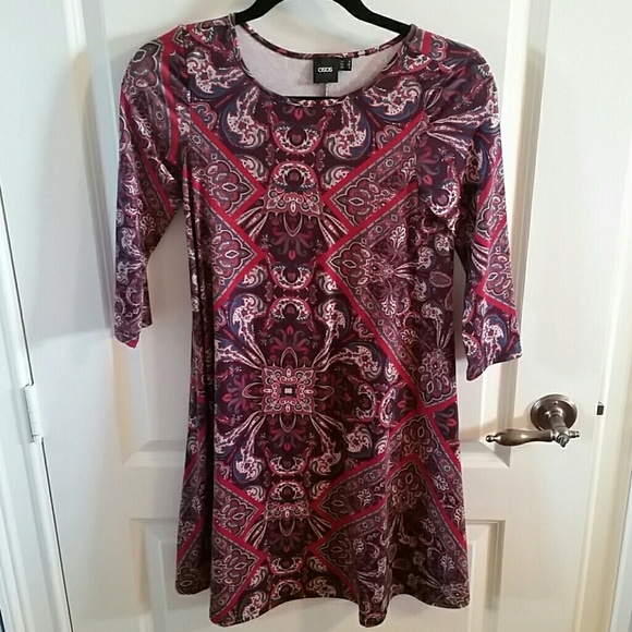 Paisley printed swing dress.