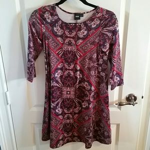 Paisley printed swing dress.