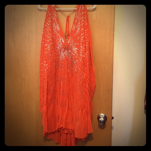 bcbg orange sequin dress BCBGMaxAzria | Dresses | Bcbgmaxazria Orange Chiffon Sequin Vneck Dress