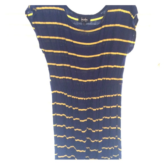 Blue and Yellow Striped Dress