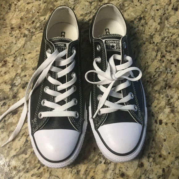 Black Leather Converse Low Top
