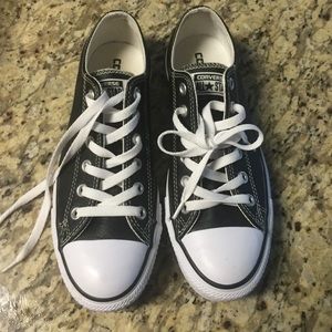 Black Leather Converse Low Top