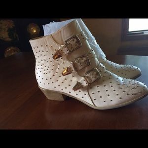 Cream gold studded booties