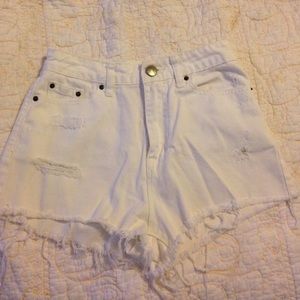 BDG high-waisted white shorts