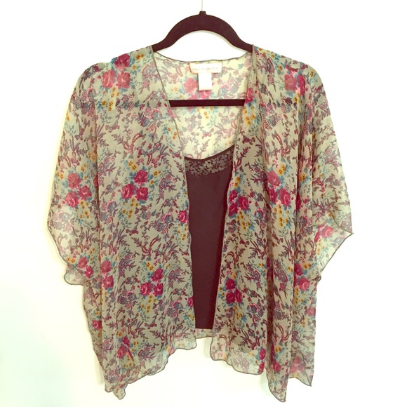Floral Cardigan and black tank bundle