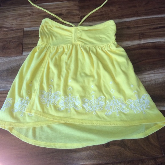 yellow strapless top by So, size small