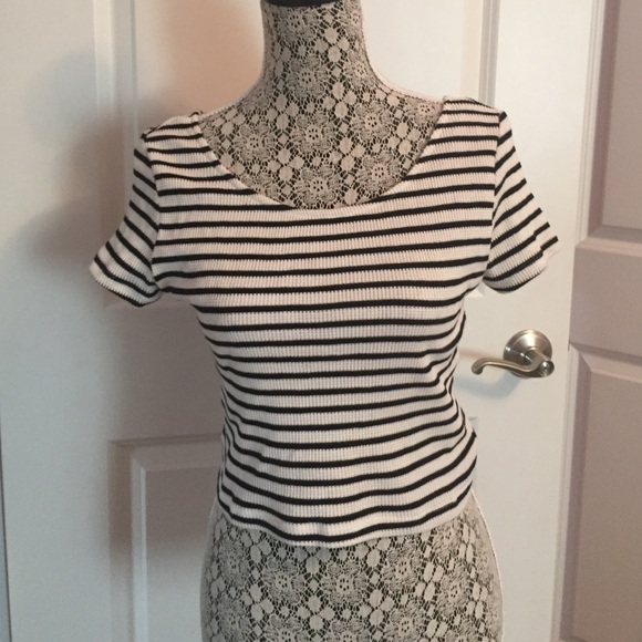 Black and white striped crop top