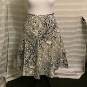 Talbots cotton A-line skirt navy/ cream paisley