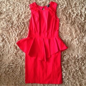 Ruffle Waist Dress Red