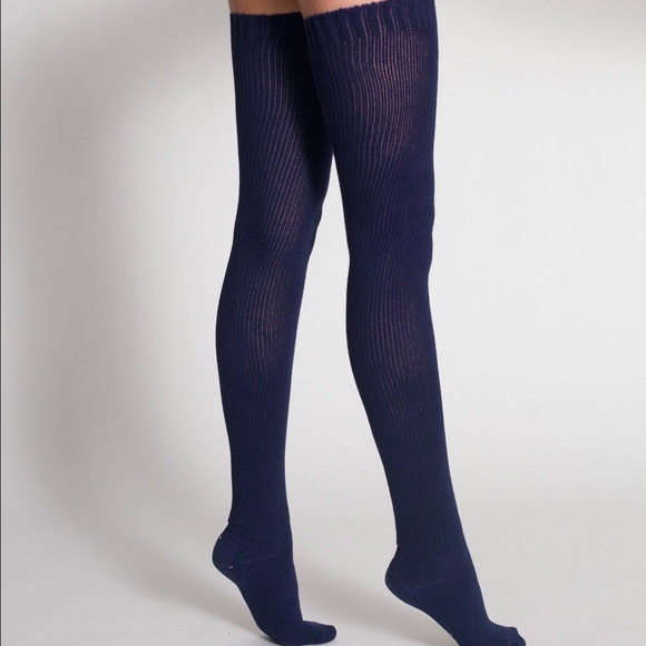 navy thigh high socks