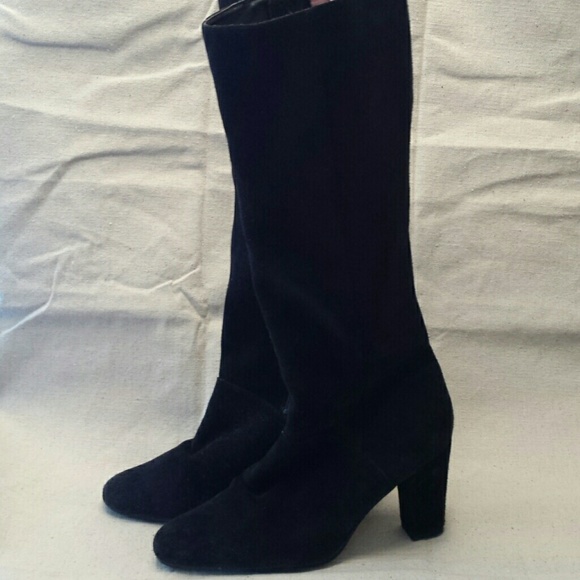 Vintage Black Suede Boots Size 7.5