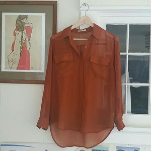 Rusty orange chiffon blouse
