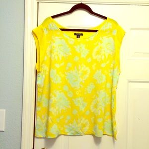 Citrus Yellow and Blue Rayon Top