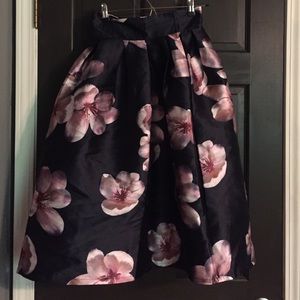 Navy floral high waist skirt