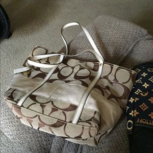 Coach tote used brown tan