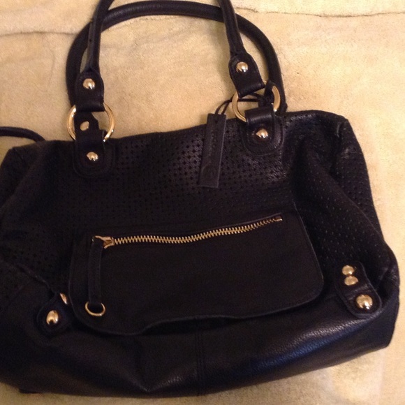 Black leather satchel