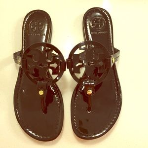 Tory Burch Black Patent Leather Miller Sandal