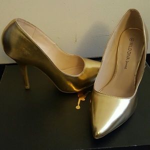 Gold heels.