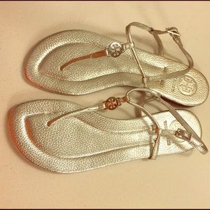 Tory Burch Silver Emmy Slingback Thong Sandal