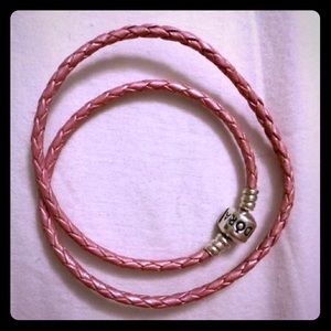 Authentic Pandora Pink Leather Double Bracelet