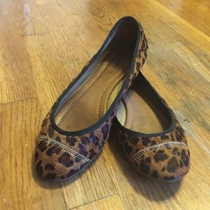Calf hair leopard print ballet flats