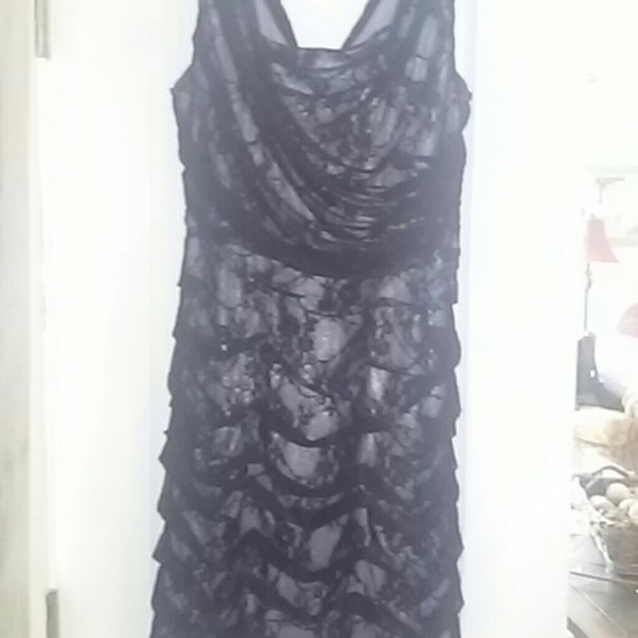 Express lace and silver cocktail dress